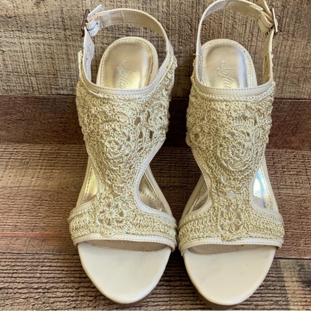 BRAND NEW Sofia By Sofia Vergara Women's Crochet Heel Dress Sandal Ivory Size 8
